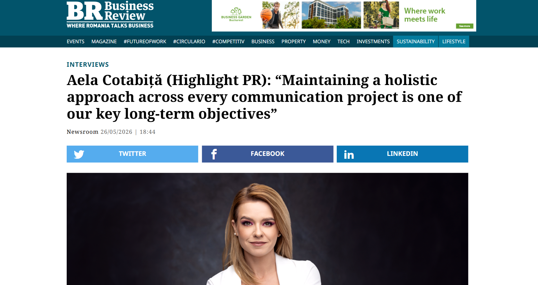 Aela Cotabiță (Highlight PR): “Maintaining a holistic approach across every communication project is one of our key long-term objectives”